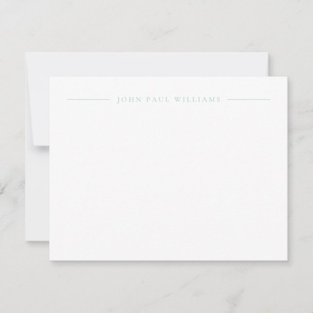 Professional Refined Modern Centre Name Mint Green Card (Front)