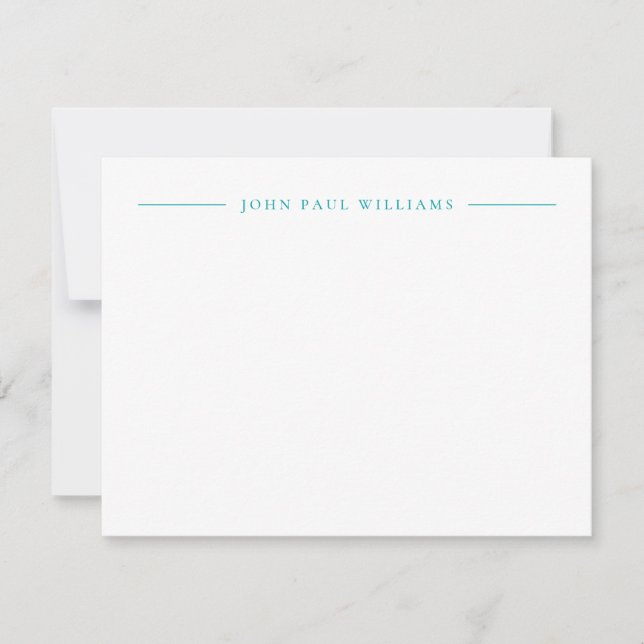Professional Refined Modern Centre Name Teal Green Card (Front)