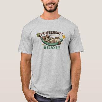 Professional Relaxer Funny Cat in Hammock Sunglass T-Shirt