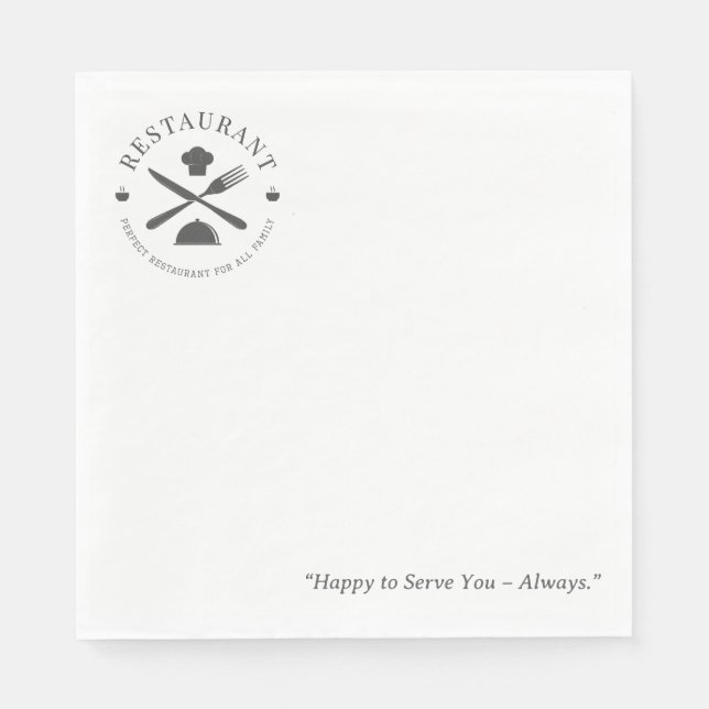 Professional Restaurant or Cafe or Diner  Napkin (Front)