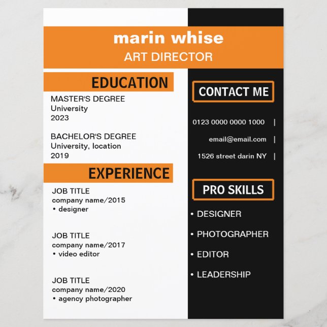 Professional resume template (Front)