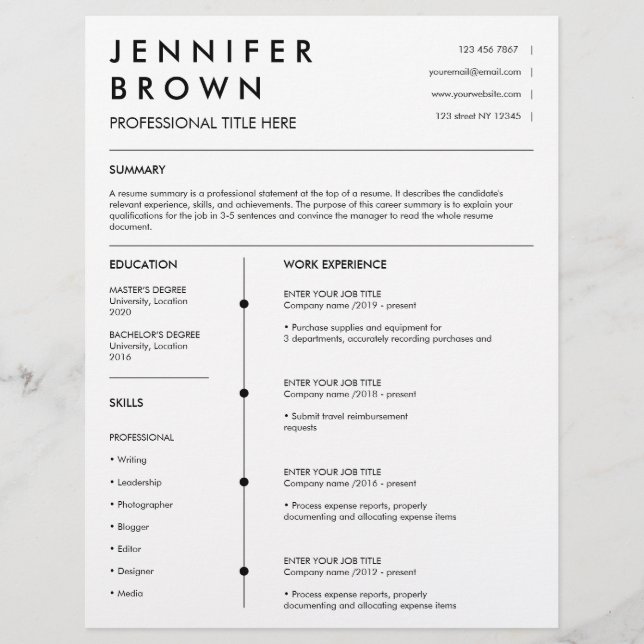 Professional resume template modern cv (Front)