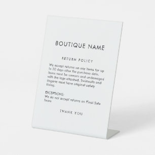 Professional Retail Store Return Policy Pedestal Sign