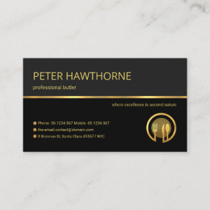 Professional Retro Gold Line, Butler Service Business Card