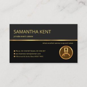 Professional Retro Gold Line Culinary Fine Dining Business Card