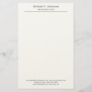 Professional Retro Style Elegant Plain Simple Stationery