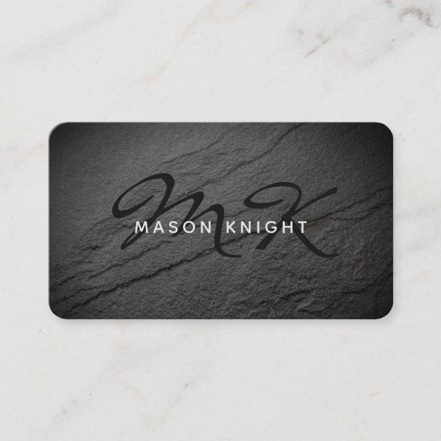Professional Rock Slate Stone Grunge Design Business Card (Front)