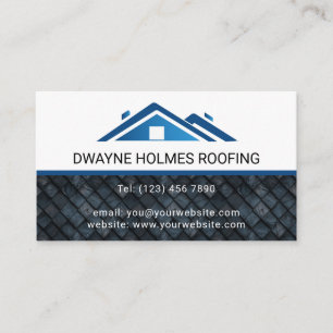 Professional Roofing Company Contractor Blue Business Card