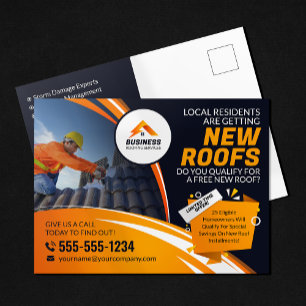 Professional Roofing Construction Gutter Shingles Postcard