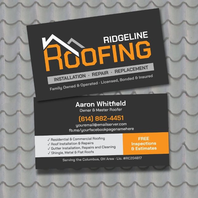 Professional Roofing Contractor - Roofer Business Card (Creator Uploaded)