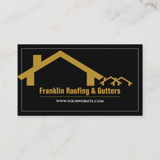 Professional Roofing & Gutters Business Card (Front)