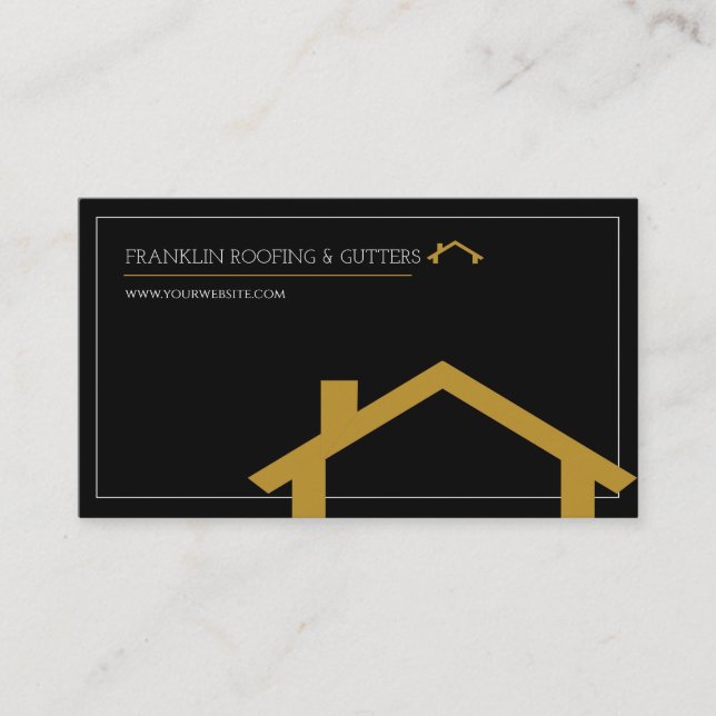 Professional Roofing & Gutters Business Card (Front)
