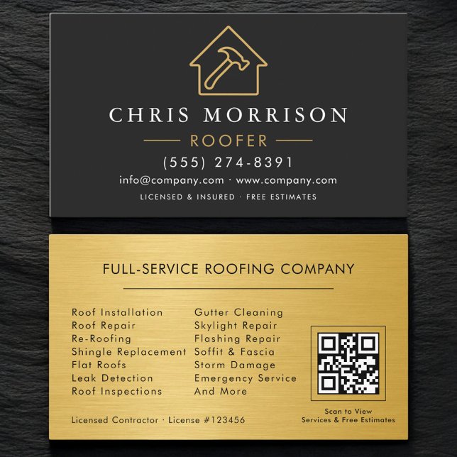Professional Roofing Services QR Code Business Card (Creator Uploaded)