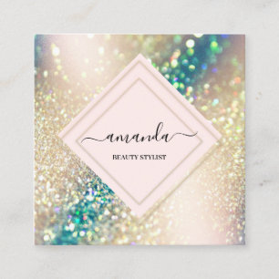 Professional Rose Frame Holograph Beauty Rose Square Business Card