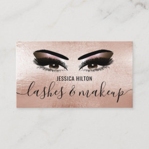 Professional rose gold foil lashes & makeup business card