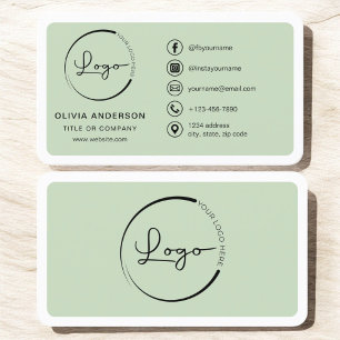 Professional Sage Green Business Logo Social Media Card