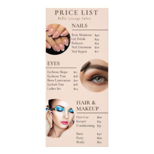 Professional Salon Price List and Opening Hours Rack Card