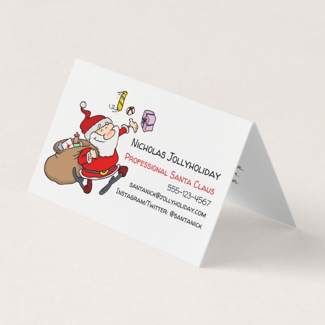 Professional Santa Claus Funny Informal Cartoon Business Card (Front)