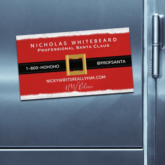 Professional Santa Claus Modern Magnetic Business Card (For all Professional Santas! Just add your contact details)
