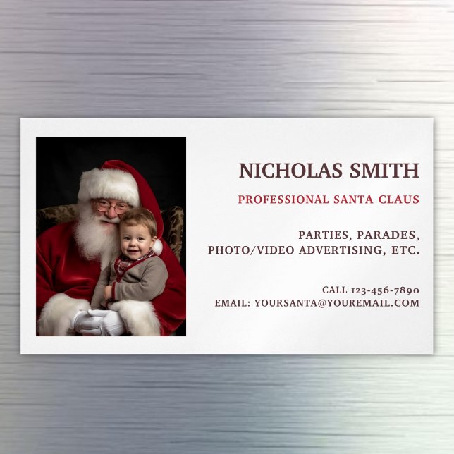 Professional Santa Claus Photo Magnetic Business Card (Creator Uploaded)