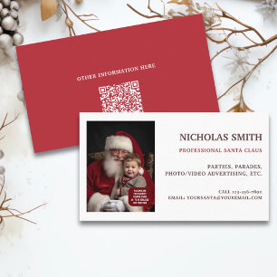 Professional Santa Claus QR Code Photo Business Card