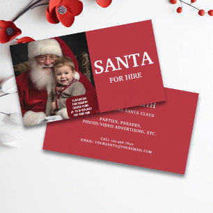 Professional Santa For Hire Photo Business Card