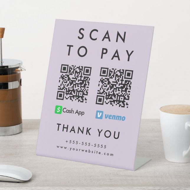 Professional Scan to Pay Venmo Cash App QR Code Pedestal Sign (In SItu)