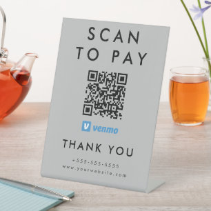 Professional Scan to Pay Venmo QR Code Grey Pedestal Sign