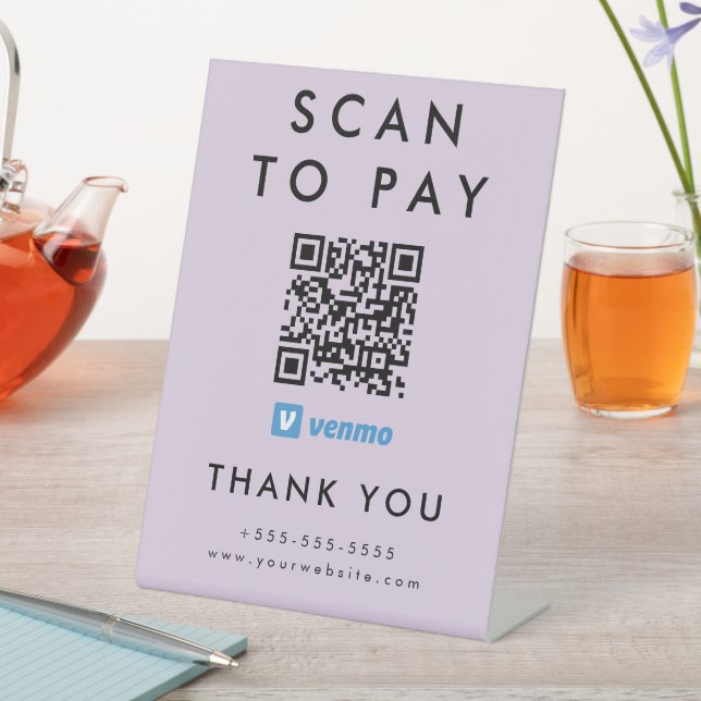 Professional Scan to Pay Venmo QR Code Purple Pedestal Sign (In SItu)