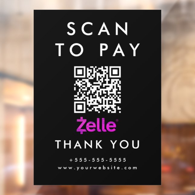 Professional Scan to Pay Zelle QR Code Black (Sheet 2)