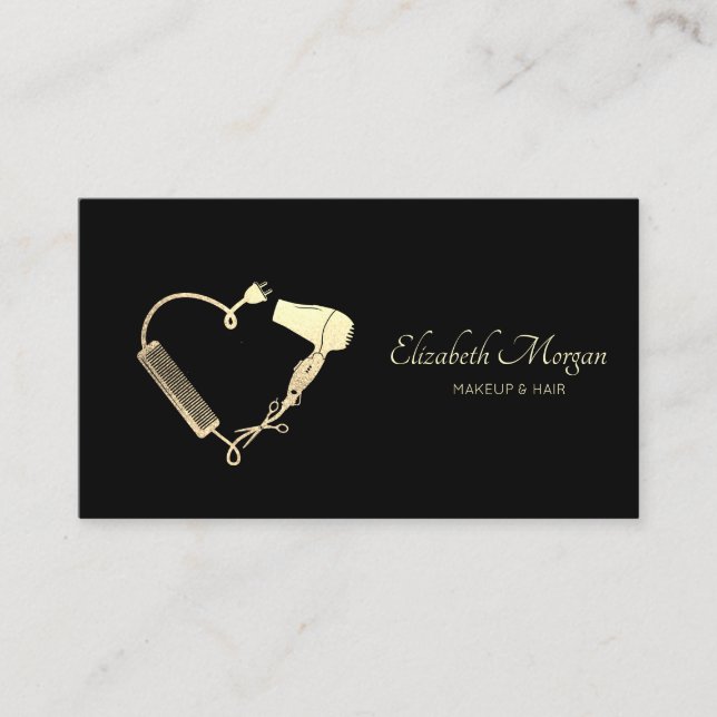 Professional Scissors Dryer Brush Black Business Card (Front)