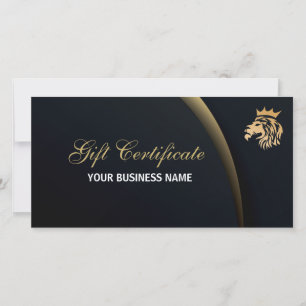 Professional Script Business Gift Certificate Lion Holiday Card