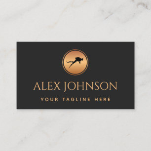 Professional Scuba Diving Coach Gold Black Logo Business Card
