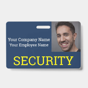 Professional Security Guard Blue & Yellow Photo ID Badge