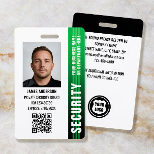 Professional Security Guard Officer ID Photo Green ID Badge