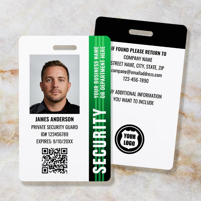 Professional Security Guard Officer ID Photo Green ID Badge (Creator Uploaded)