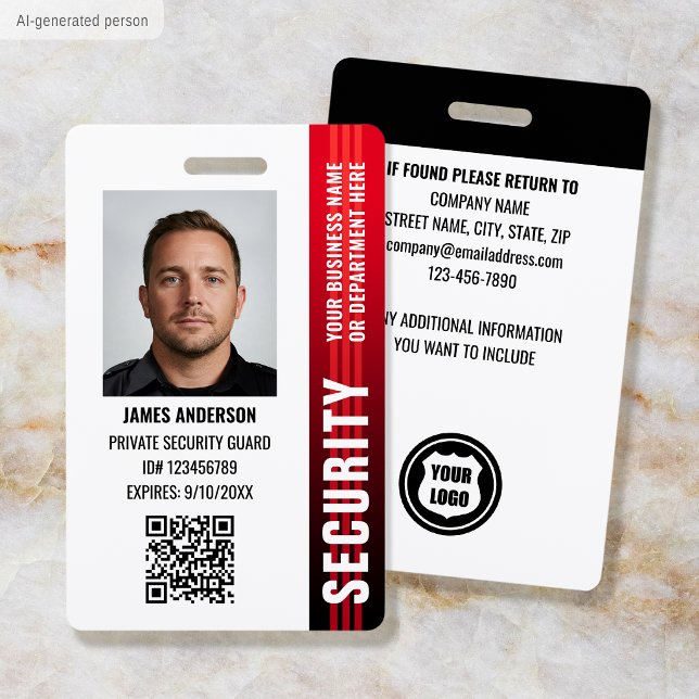 Professional Security Guard Officer ID Photo Red Badge (Creator Uploaded)