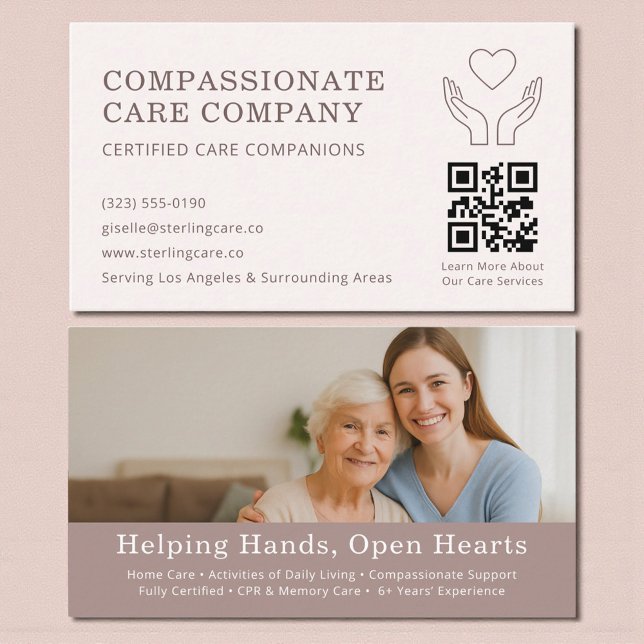 Professional Senior Care Helper QR Code  Business Card (Creator Uploaded)