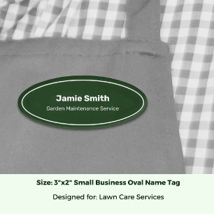 Professional Service Business Green & White Oval Name Tag