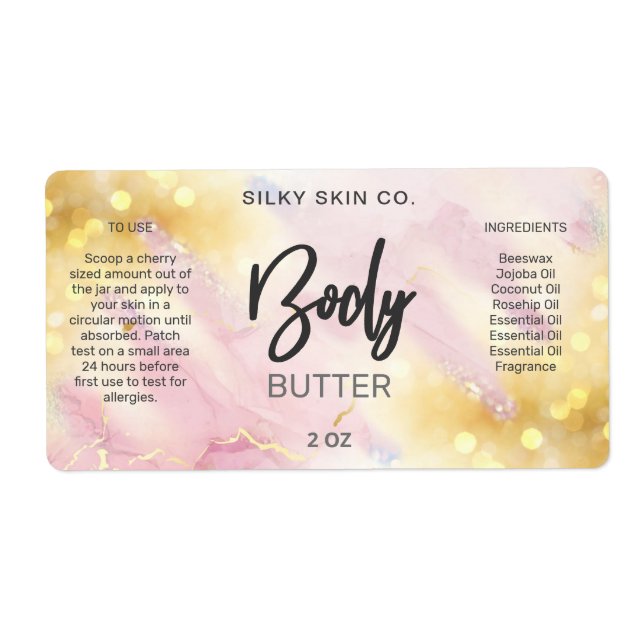 Professional Shimmer Body Butter Labels (Front)