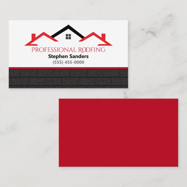 Professional Shingles Roofing Construction Company Business Card (Front/Back)