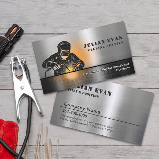Professional Shiny Black Welding Metal Fabricator Business Card