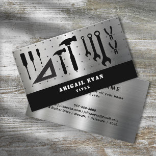 Professional Shiny Silver Repair Tools Handyman Business Card