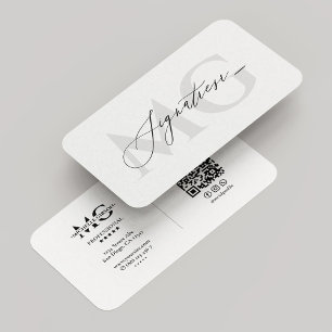 Professional Signature Minimal Modern White  Business Card