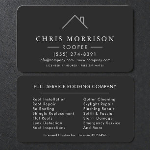 Professional Silver & Black Roofing Company Business Card