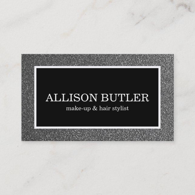 Professional Silver Glitter Beauty Appointment Card (Front)