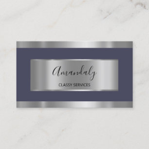 Professional Silver Grey Framed Elegant Navy Business Card