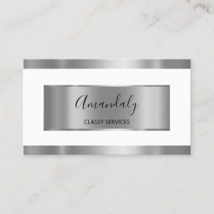 Professional Silver Grey Framed Elegant White Business Card