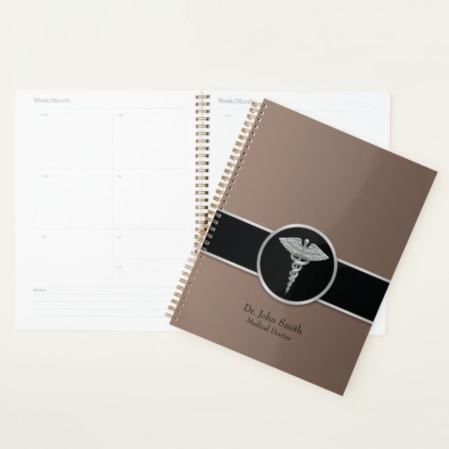 Professional Silver Medical Caduceus Planner (Display)