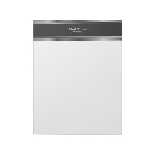 Professional Silver Metallic Monogram Note Paper (Rotated)